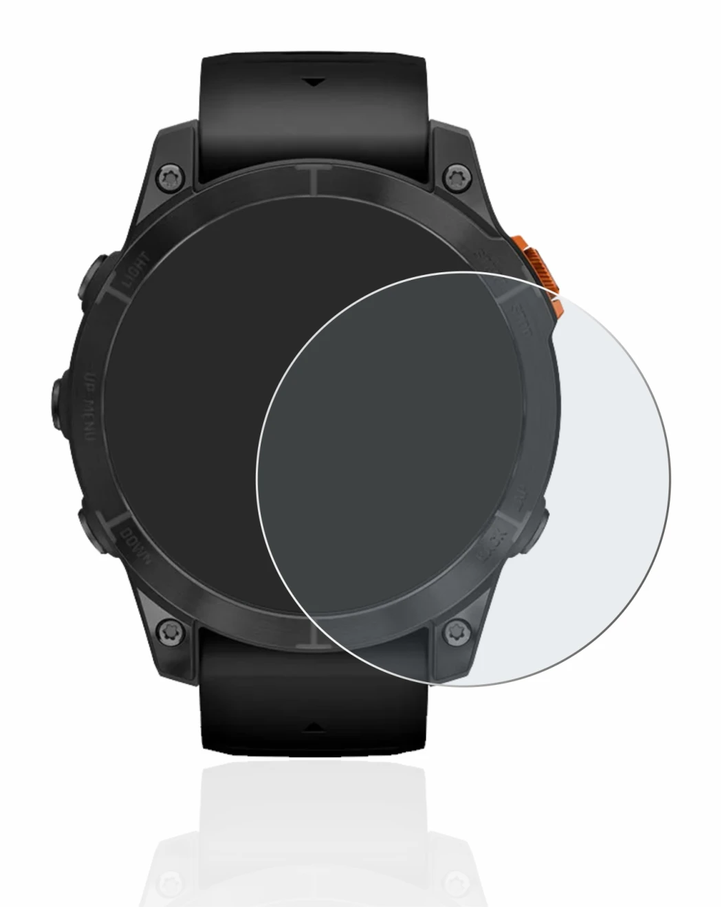 Immagine del dispositivo Garmin Fenix 7 Pro Solar (47 mm) con un'ampia varietà di protezioni per lo schermo.