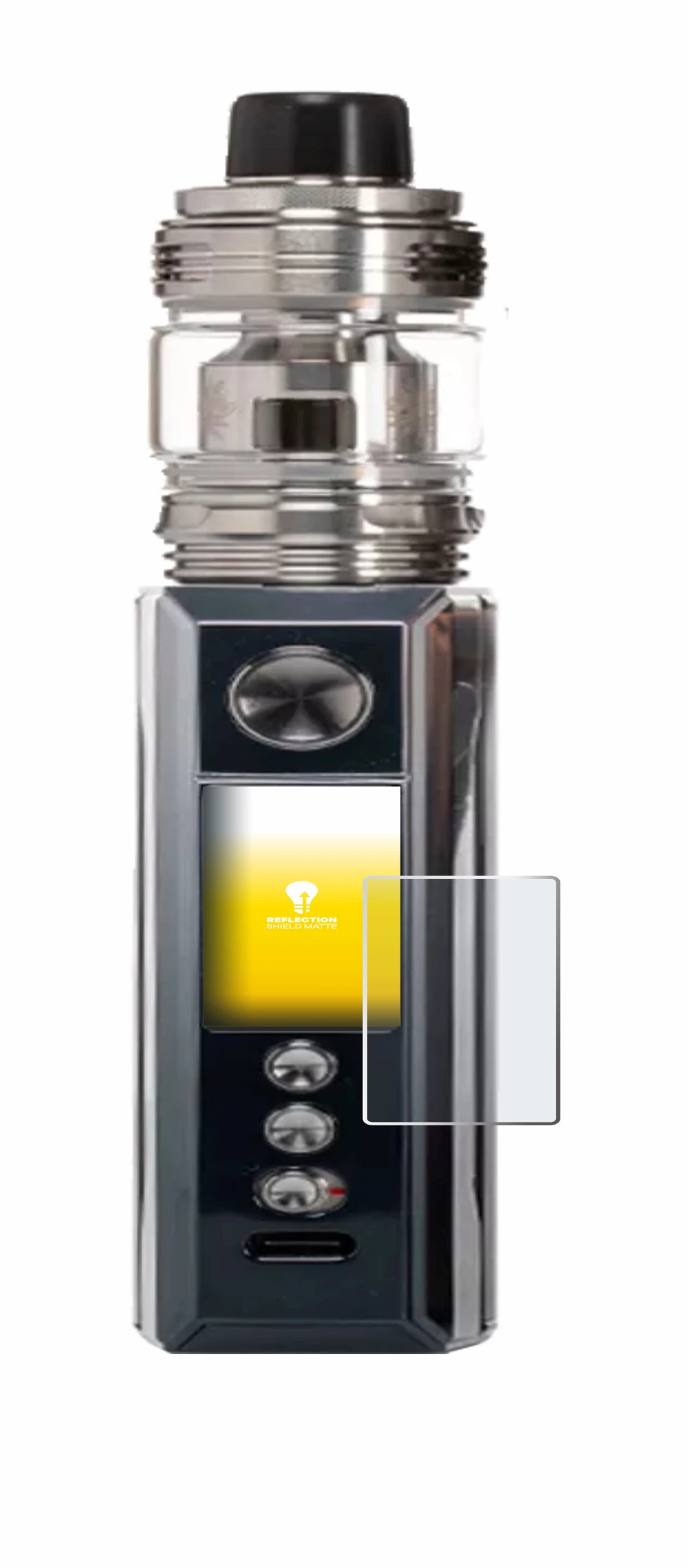 Immagine del dispositivo Voopoo Drag M100S con un'ampia varietà di protezioni per lo schermo.