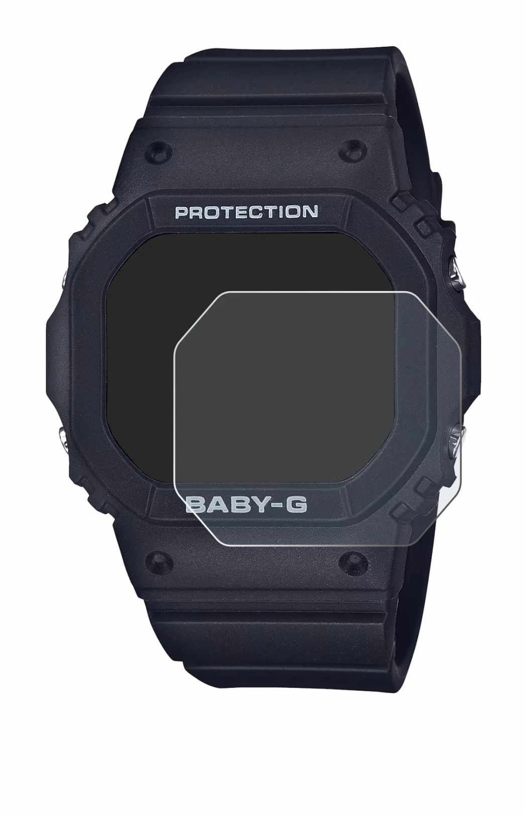 Immagine del dispositivo Casio Baby-G BGD-565 con un'ampia varietà di protezioni per lo schermo.