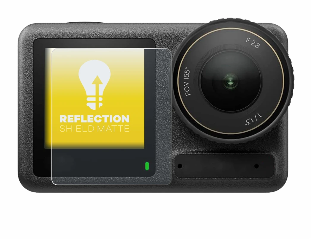 Immagine del dispositivo DJI Osmo Action 4 (Fronte Display) con un'ampia varietà di protezioni per lo schermo.