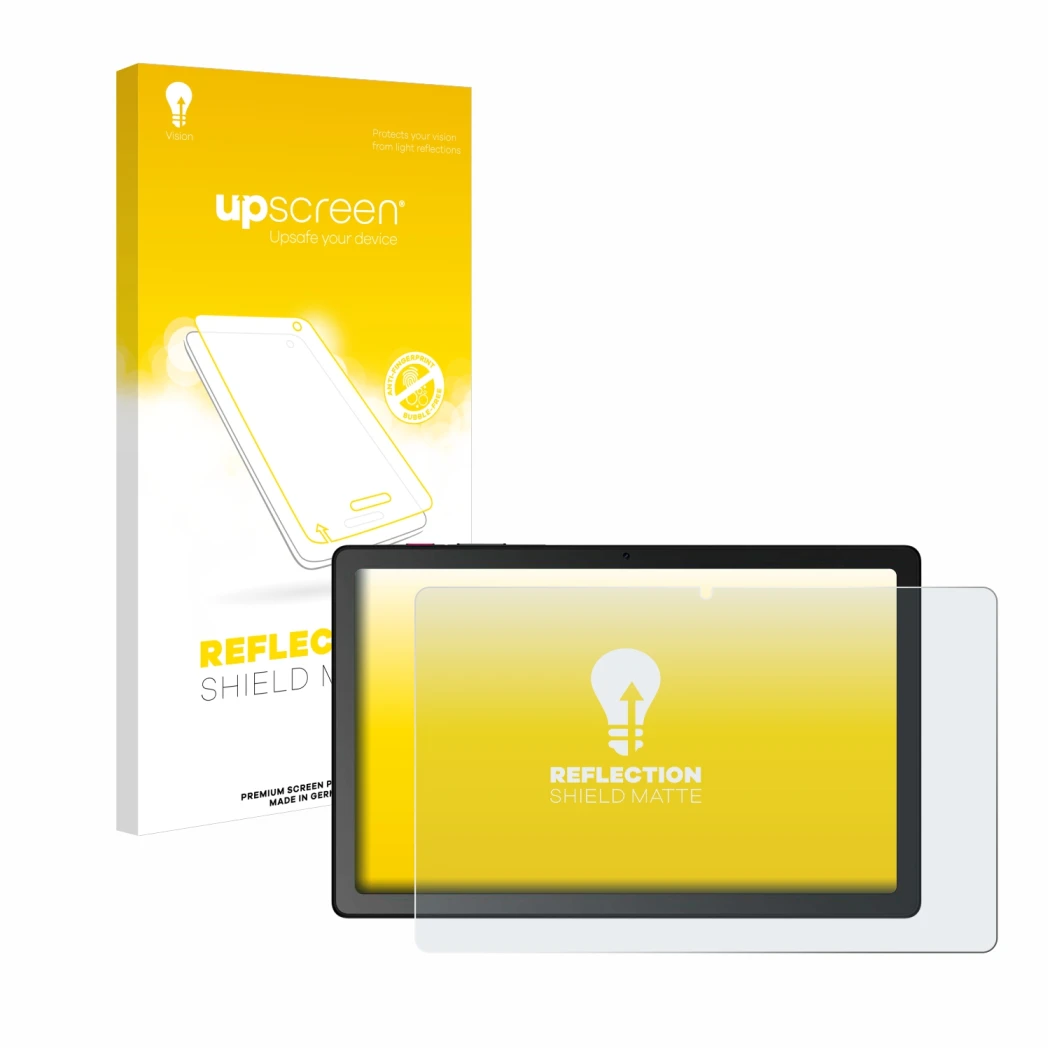 Parte frontale di una confezione del prodotto con il logo del marchio upscreen. Accanto è raffigurato il dispositivo Telekom T