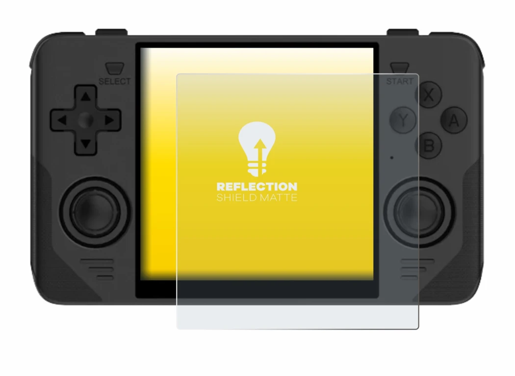 Immagine del dispositivo Powkiddy RGB30 con un'ampia varietà di protezioni per lo schermo.