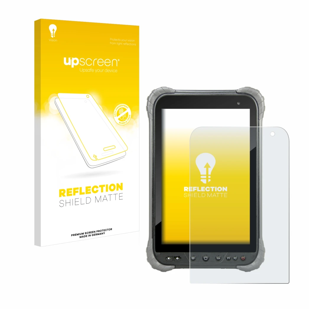 Parte frontale di una confezione del prodotto con il logo del marchio upscreen. Accanto è raffigurato il dispositivo Juniper S