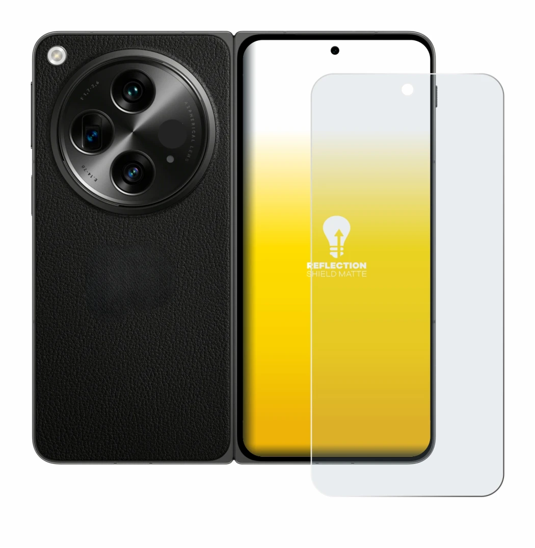 Immagine del dispositivo OnePlus Open con un'ampia varietà di protezioni per lo schermo.