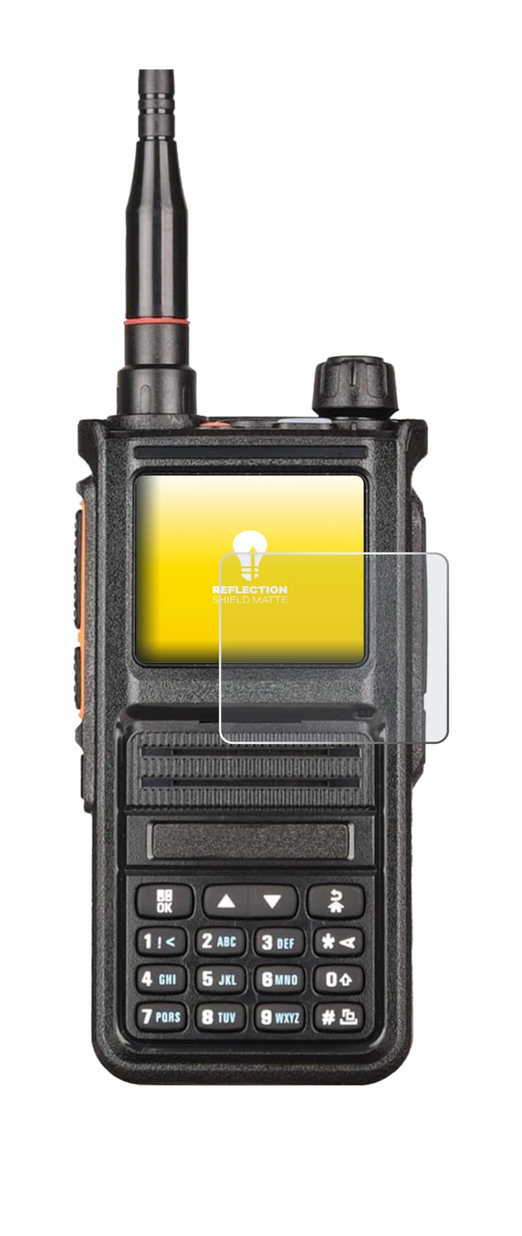Immagine del dispositivo Radtel RT-470X con un'ampia varietà di protezioni per lo schermo.