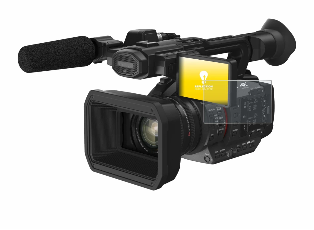 Immagine del dispositivo Panasonic HC-X2 con un'ampia varietà di protezioni per lo schermo.