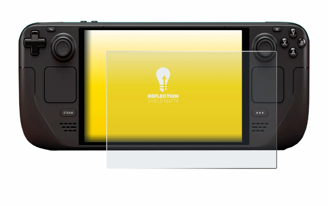 Immagine del dispositivo Valve Steam Deck OLED con un'ampia varietà di protezioni per lo schermo.