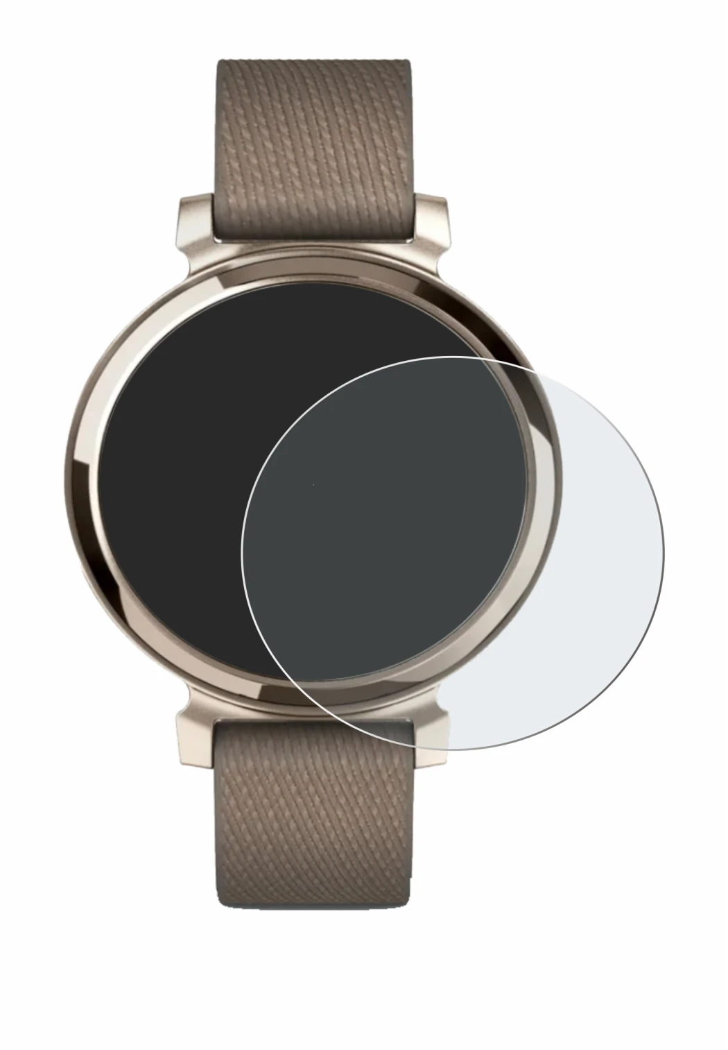 Immagine del dispositivo Garmin Lily 2 con un'ampia varietà di protezioni per lo schermo.