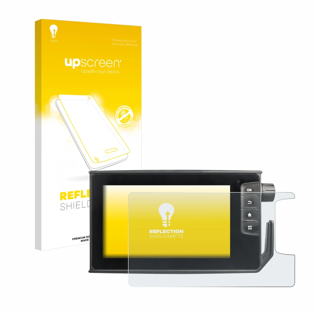 Parte frontale di una confezione del prodotto con il logo del marchio upscreen. Accanto è raffigurato il dispositivo Valtra Sm