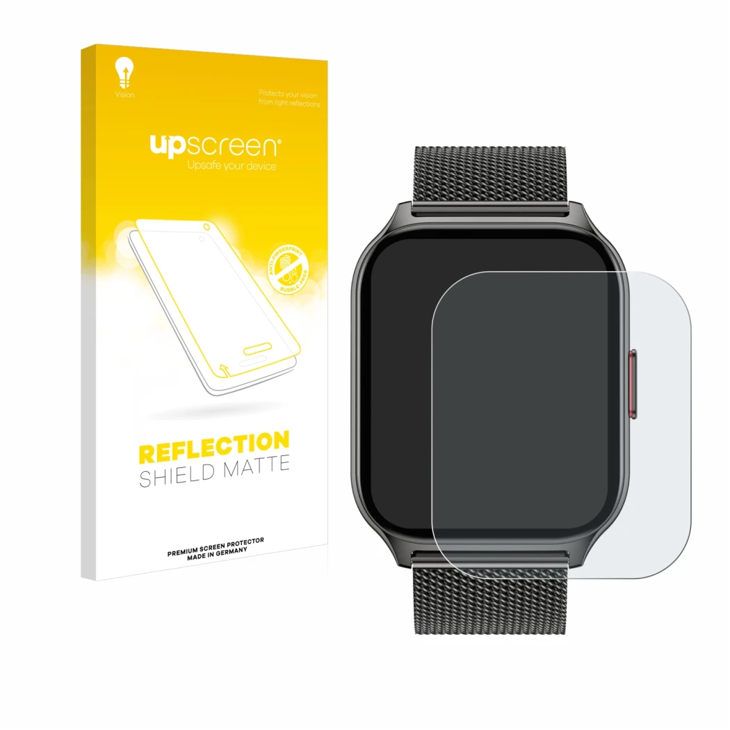 Parte frontale di una confezione del prodotto con il logo del marchio upscreen. Accanto è raffigurato il dispositivo Popglory 