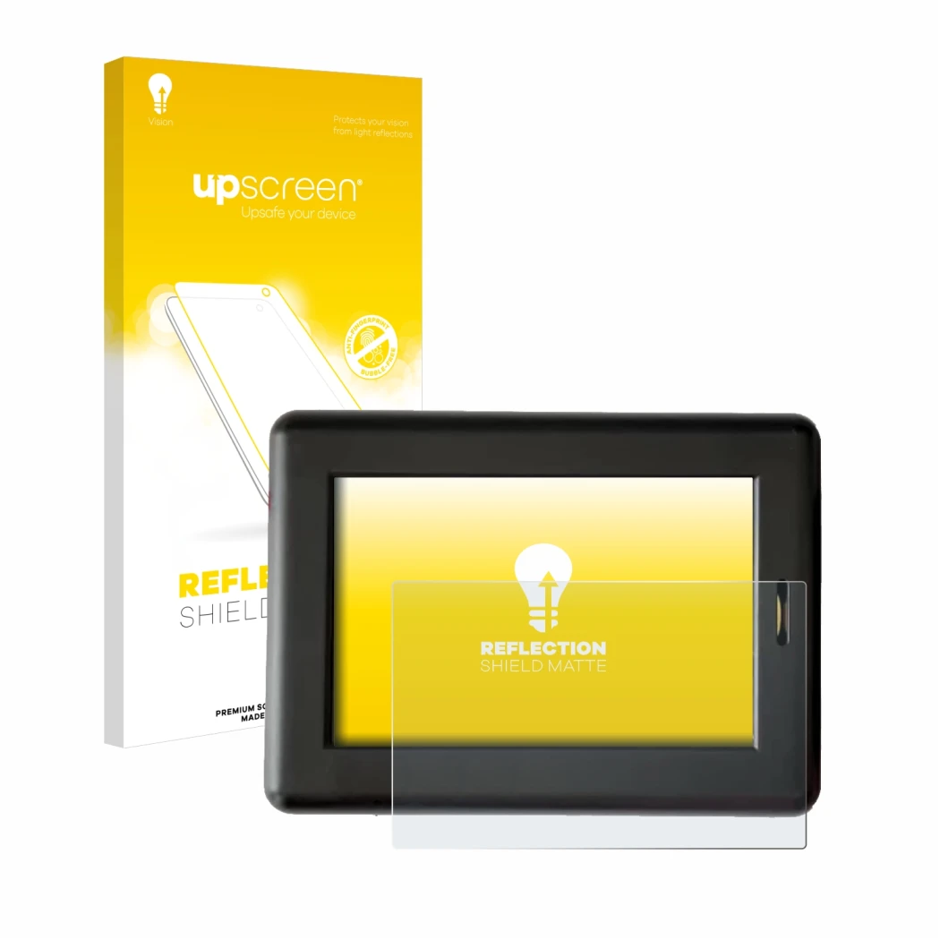 Parte frontale di una confezione del prodotto con il logo del marchio upscreen. Accanto è raffigurato il dispositivo XC Tracer