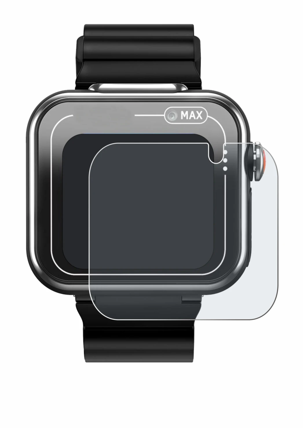 Immagine del dispositivo Vtech Kidizoom Smartwatch MAX con un'ampia varietà di protezioni per lo schermo.