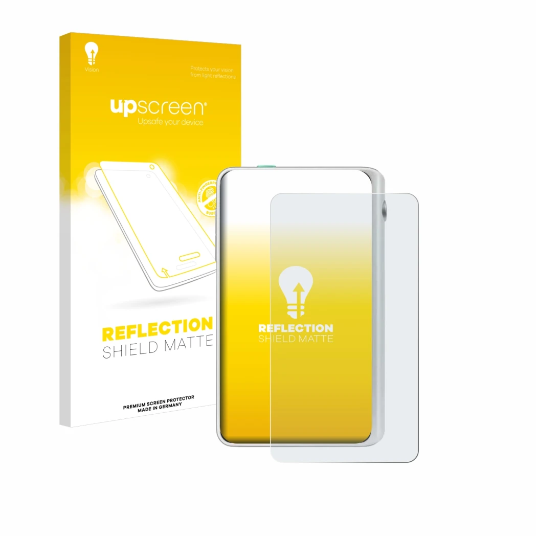 Parte frontale di una confezione del prodotto con il logo del marchio upscreen. Accanto è raffigurato il dispositivo Timekettl