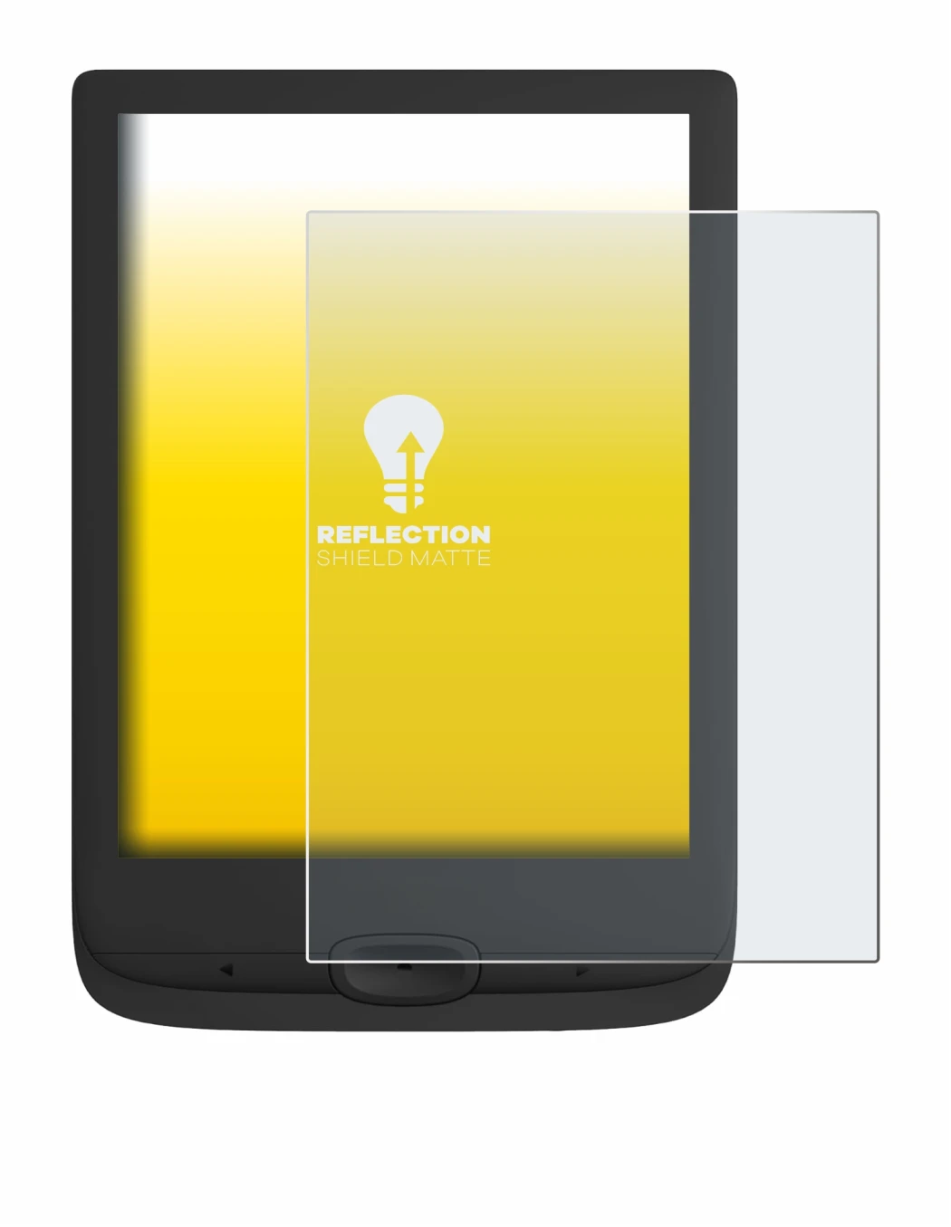 Immagine del dispositivo PocketBook Basic Lux 4 con un'ampia varietà di protezioni per lo schermo.
