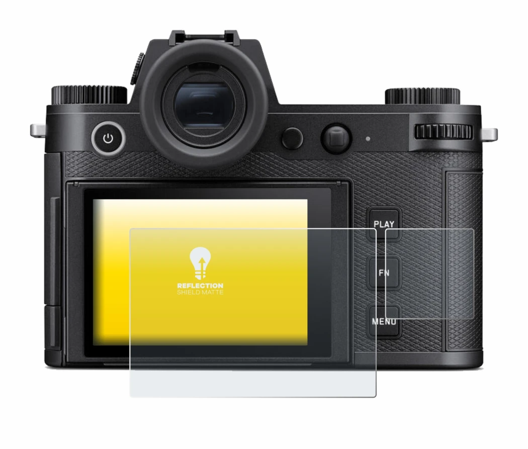 Immagine del dispositivo Leica SL3 (Display + display a spalla) con un'ampia varietà di protezioni per lo schermo.