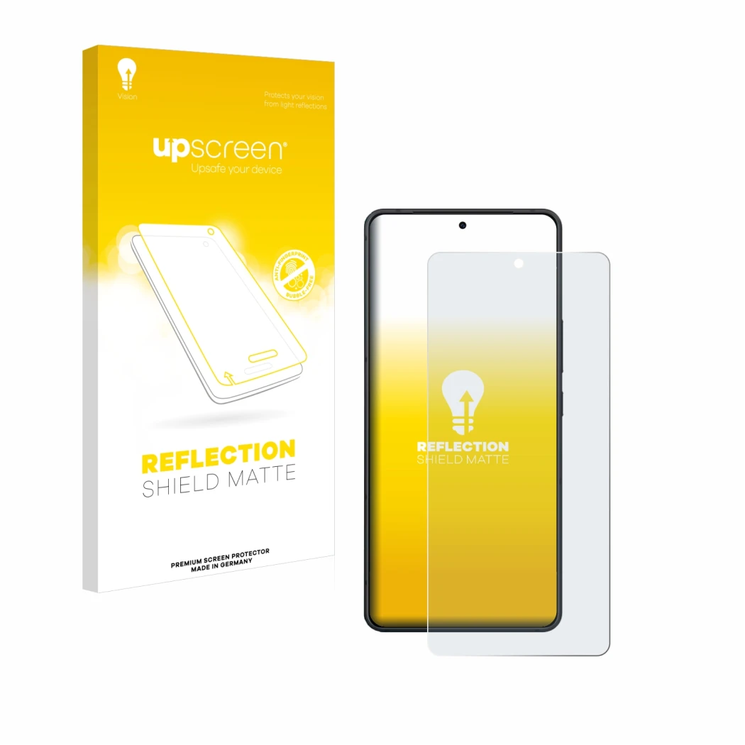 Parte frontale di una confezione del prodotto con il logo del marchio upscreen. Accanto è raffigurato il dispositivo ASUS ZenF