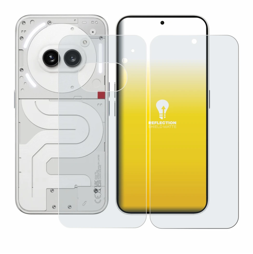 Immagine del dispositivo Nothing Phone (2a) (Fronte+Retro) con un'ampia varietà di protezioni per lo schermo.