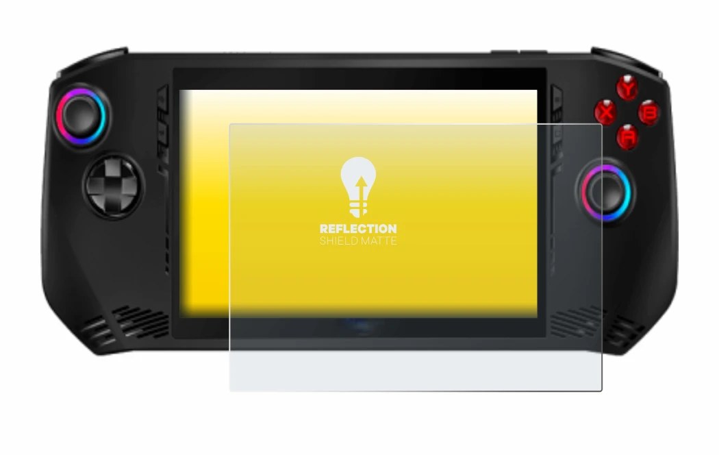 Immagine del dispositivo MSI Claw A1M con un'ampia varietà di protezioni per lo schermo.