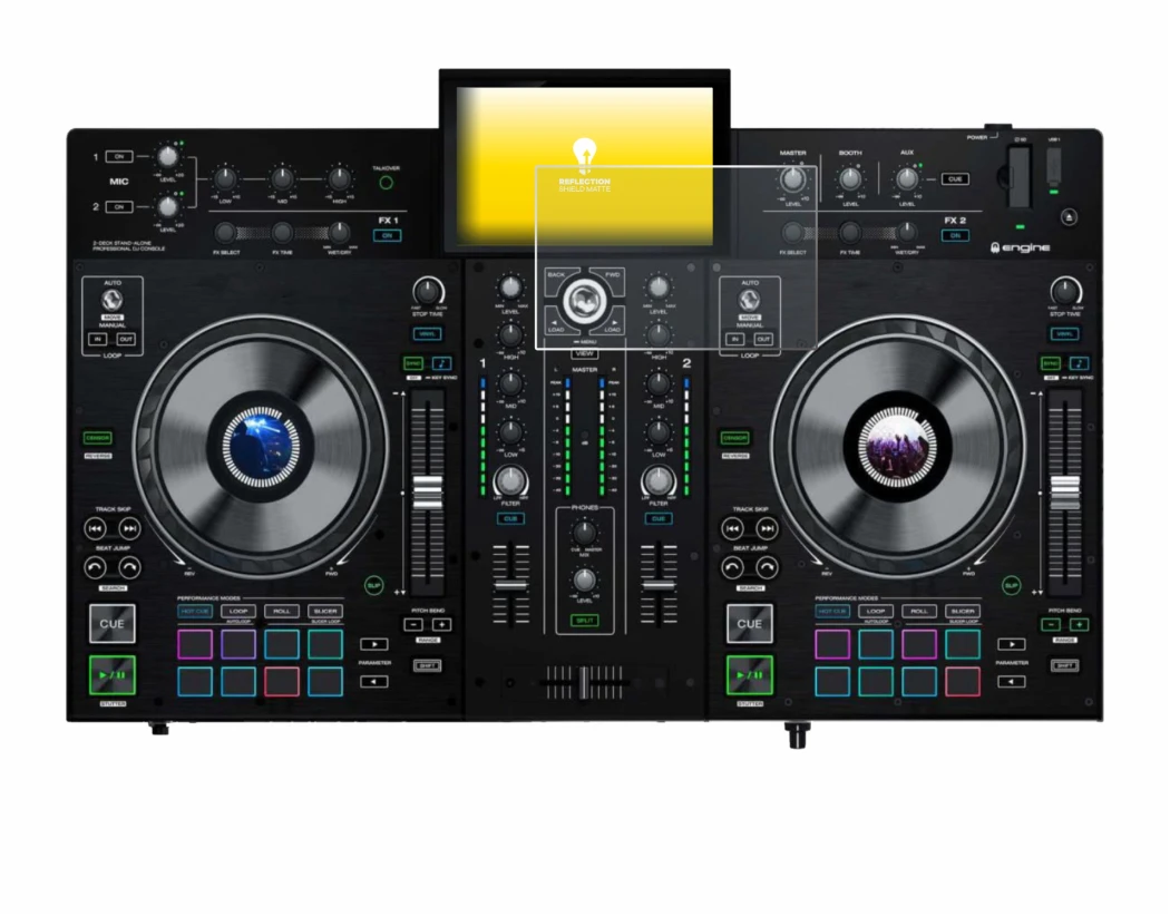 Immagine del dispositivo Denon DJ Prime 2 con un'ampia varietà di protezioni per lo schermo.