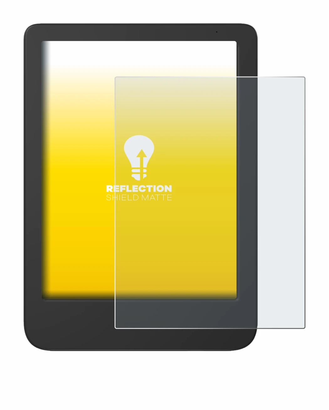 Immagine del dispositivo Tolino Shine 5 Color 2024 con un'ampia varietà di protezioni per lo schermo.