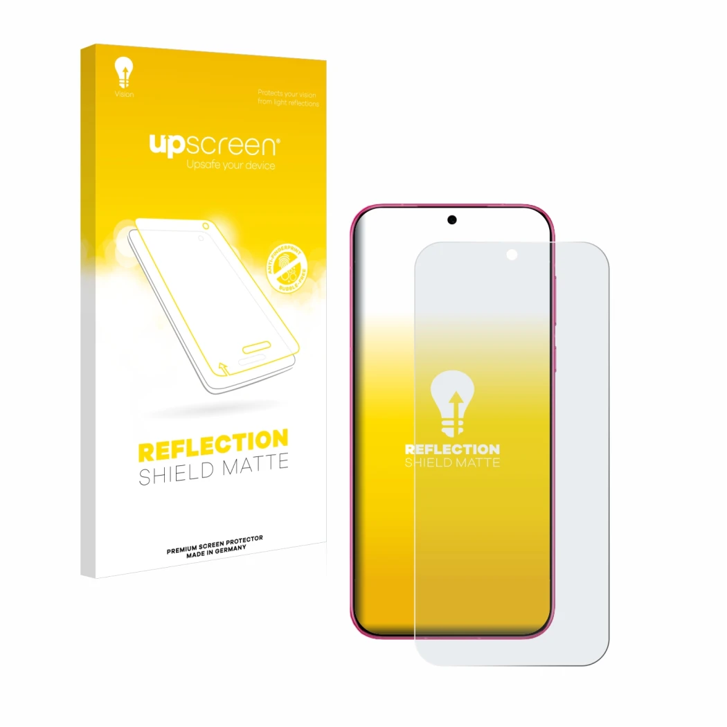 Parte frontale di una confezione del prodotto con il logo del marchio upscreen. Accanto è raffigurato il dispositivo Huawei Pu