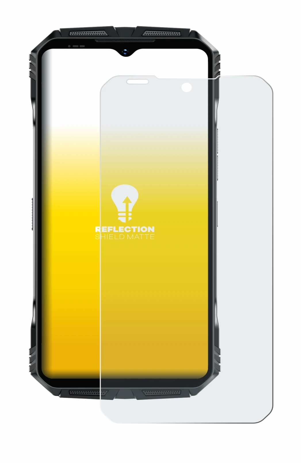 Immagine del dispositivo Doogee S118 con un'ampia varietà di protezioni per lo schermo.