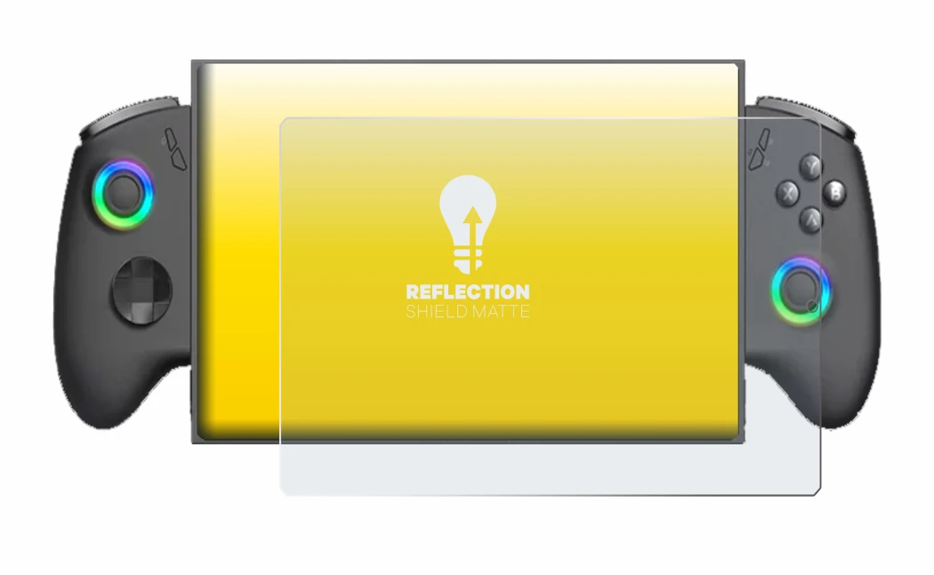 Immagine del dispositivo OneXPlayer X1 Mini con un'ampia varietà di protezioni per lo schermo.