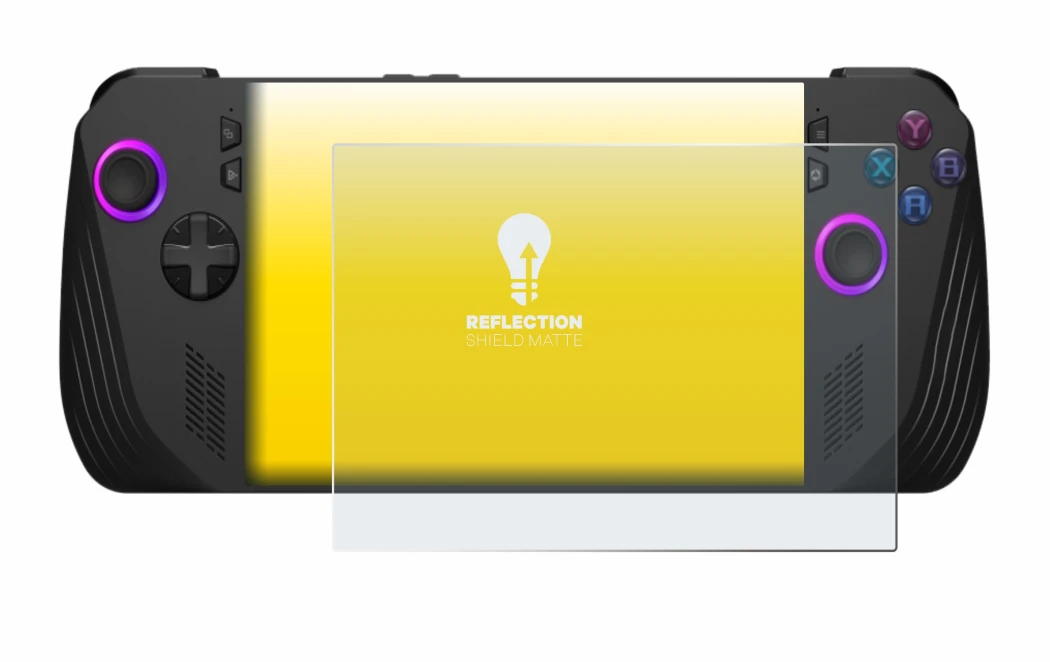 Immagine del dispositivo ASUS ROG Ally X (2024) con un'ampia varietà di protezioni per lo schermo.