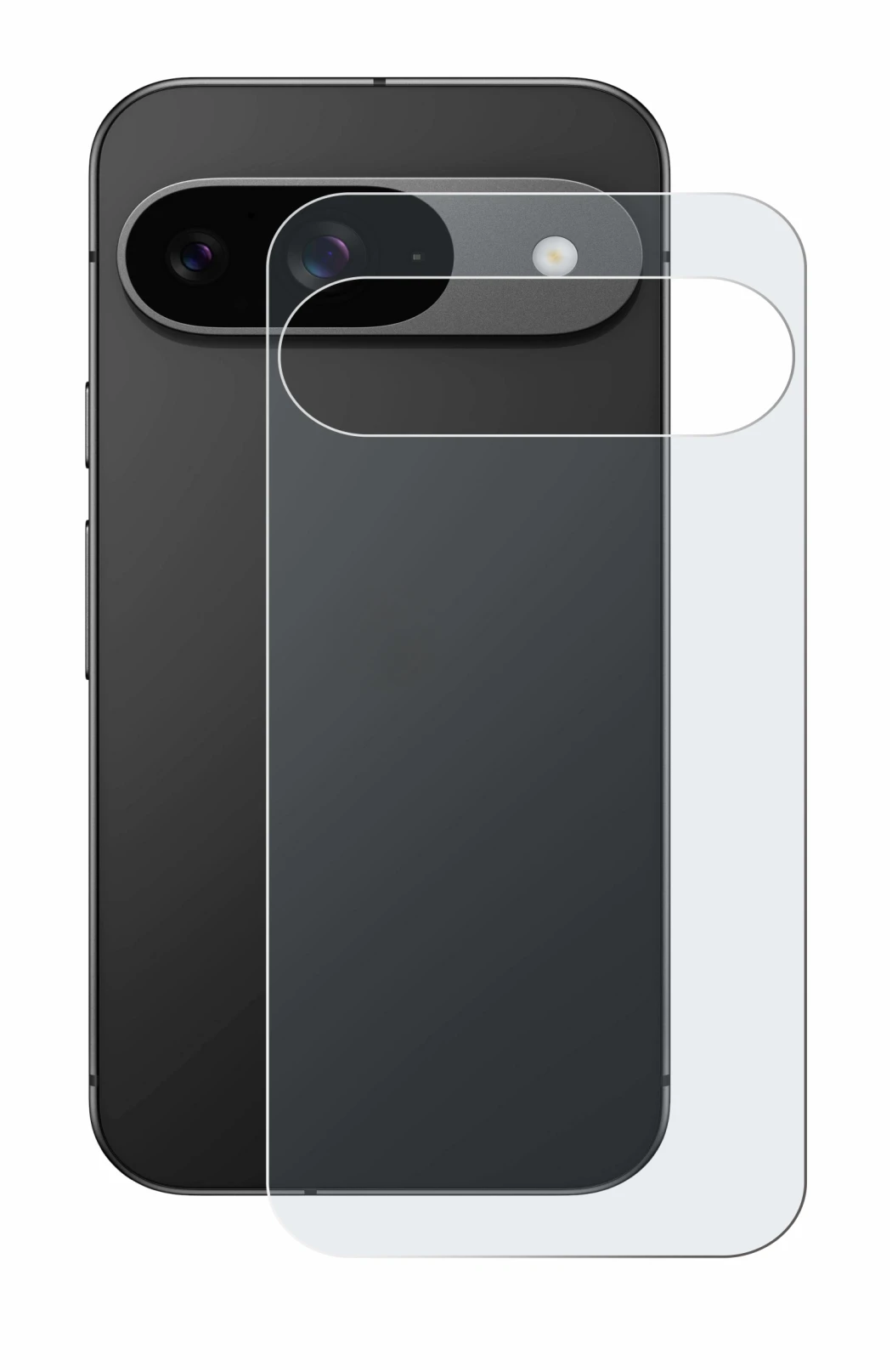 Immagine del dispositivo Google Pixel 9 (Posteriore) con un'ampia varietà di protezioni per lo schermo.