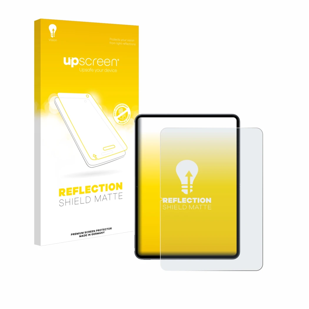 Parte frontale di una confezione del prodotto con il logo del marchio upscreen. Accanto è raffigurato il dispositivo OnePlus P