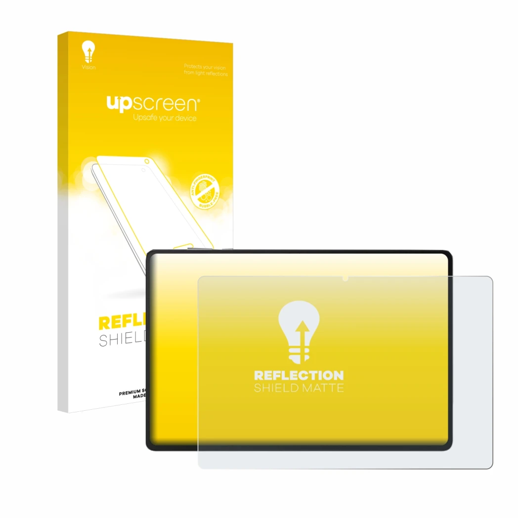 Parte frontale di una confezione del prodotto con il logo del marchio upscreen. Accanto è raffigurato il dispositivo Honor Pad