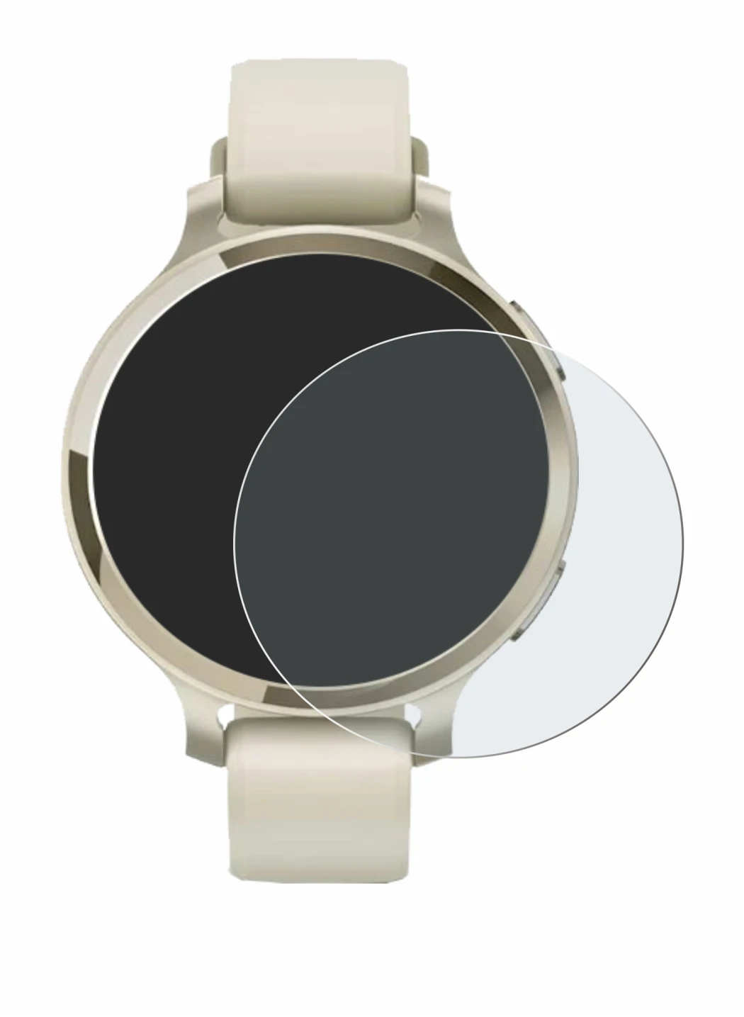 Immagine del dispositivo Garmin Lily 2 Active con un'ampia varietà di protezioni per lo schermo.