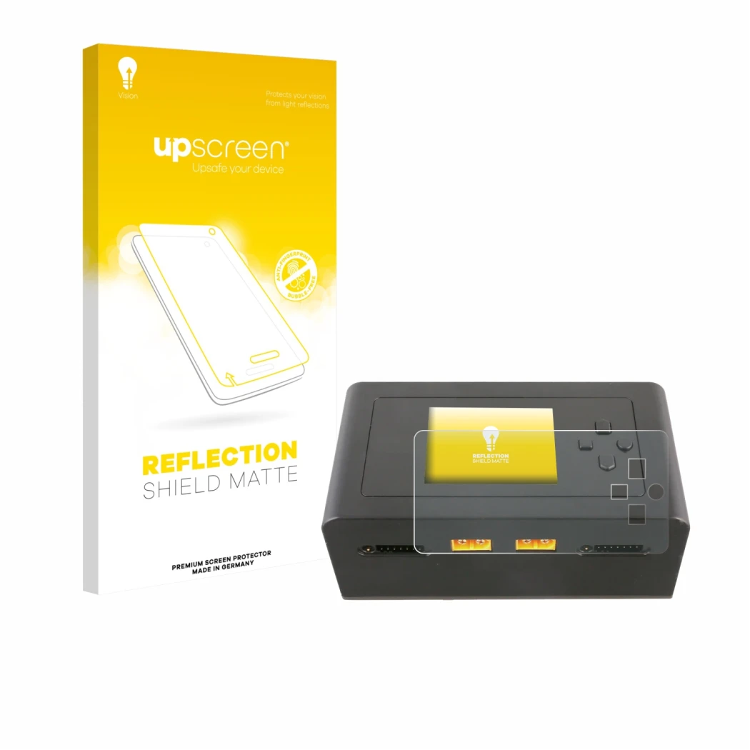 Parte frontale di una confezione del prodotto con il logo del marchio upscreen. Accanto è raffigurato il dispositivo Gens Ace 