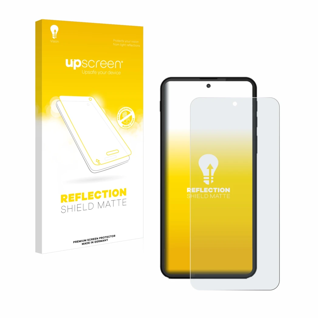 Parte frontale di una confezione del prodotto con il logo del marchio upscreen. Accanto è raffigurato il dispositivo Shiftphon