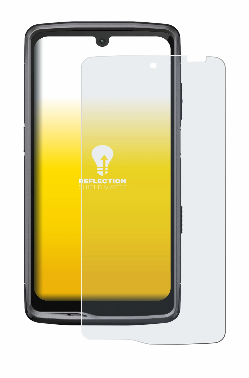 Immagine del dispositivo Crosscall Stellar M6 con un'ampia varietà di protezioni per lo schermo.
