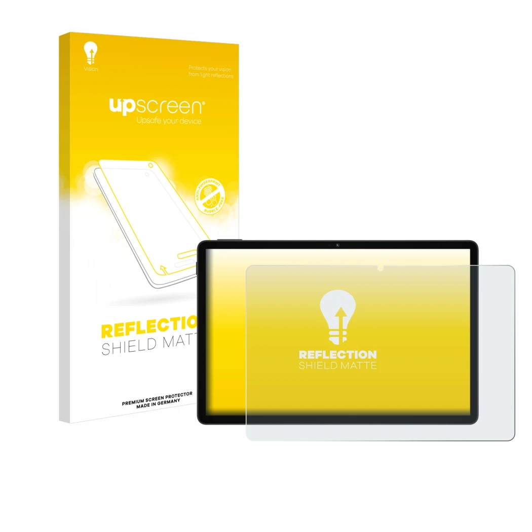 Parte frontale di una confezione del prodotto con il logo del marchio upscreen. Accanto è raffigurato il dispositivo Doogee U1