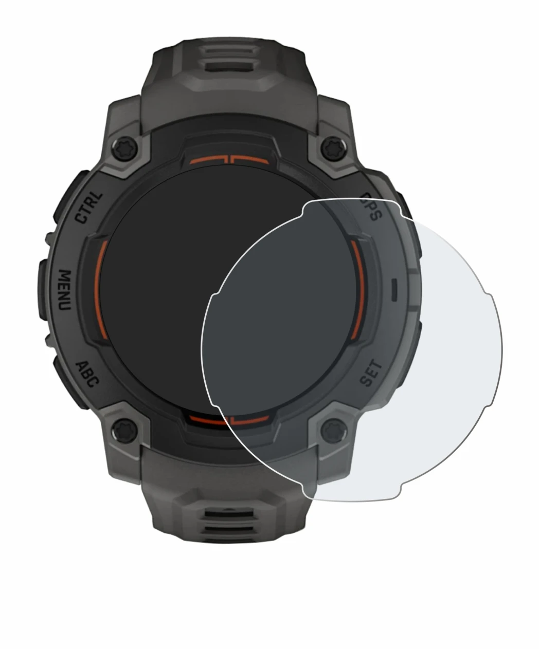Immagine del dispositivo Garmin Instinct E (45 mm) con un'ampia varietà di protezioni per lo schermo.