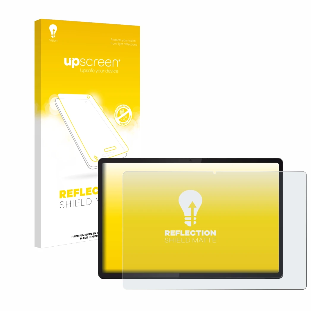 Parte frontale di una confezione del prodotto con il logo del marchio upscreen. Accanto è raffigurato il dispositivo Lenovo Id