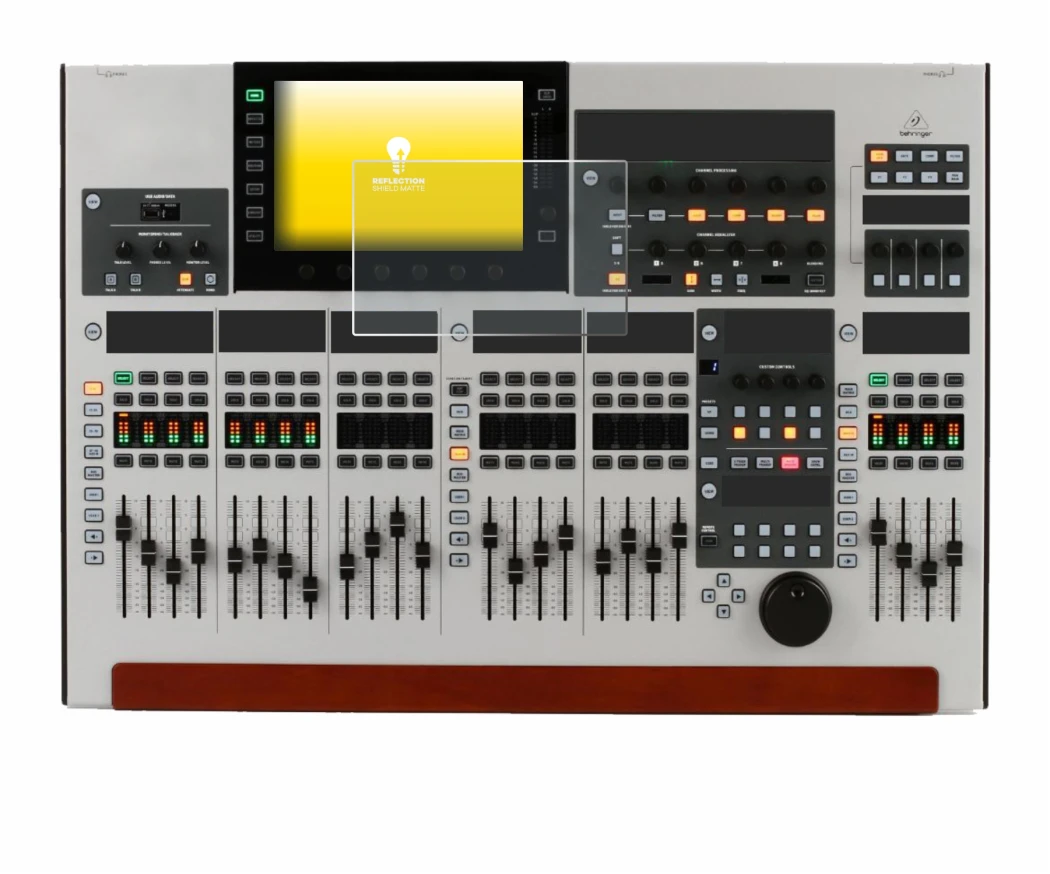 Immagine del dispositivo Behringer Wing con un'ampia varietà di protezioni per lo schermo.