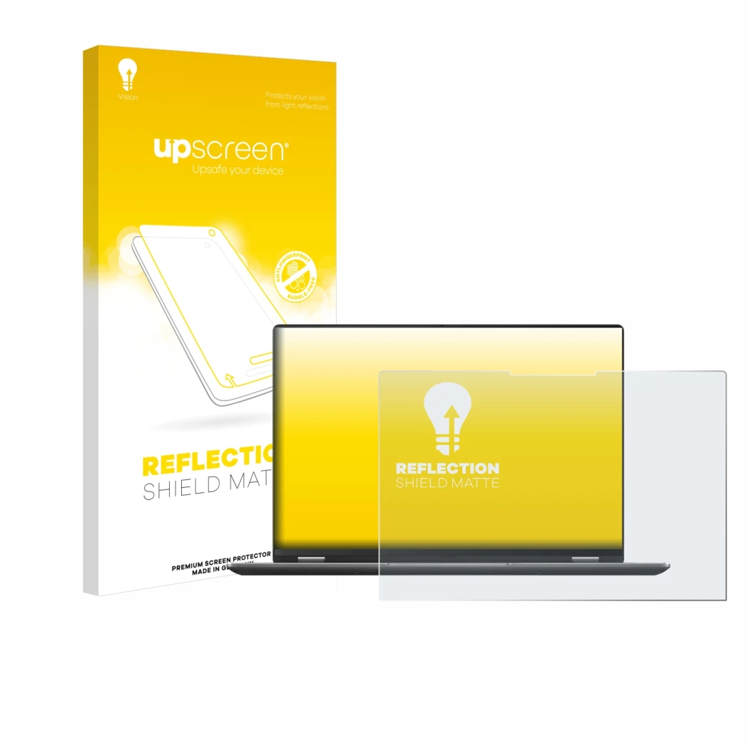 Parte frontale di una confezione del prodotto con il logo del marchio upscreen. Accanto è raffigurato il dispositivo ASUS Vivo