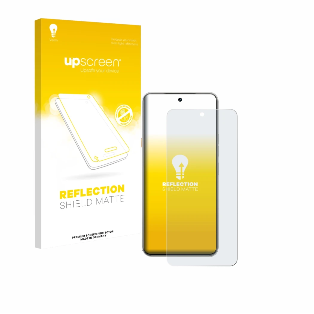 Parte frontale di una confezione del prodotto con il logo del marchio upscreen. Accanto è raffigurato il dispositivo Tecno Cam