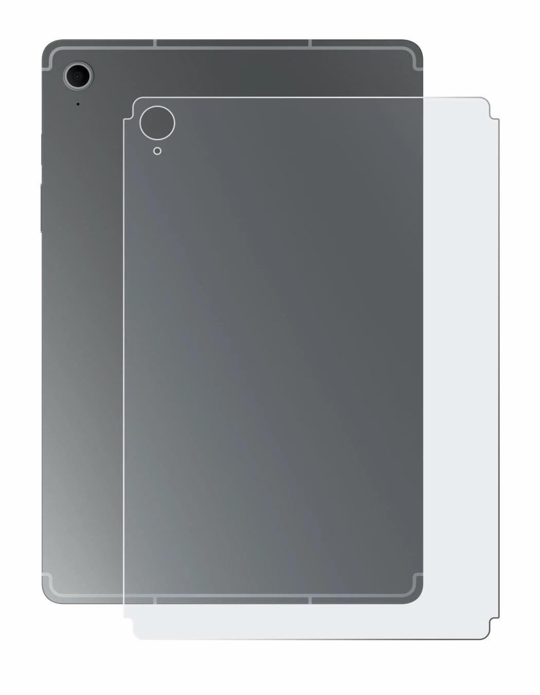 Immagine del dispositivo Samsung Galaxy Tab S10 FE (Posteriore) con un'ampia varietà di protezioni per lo schermo.