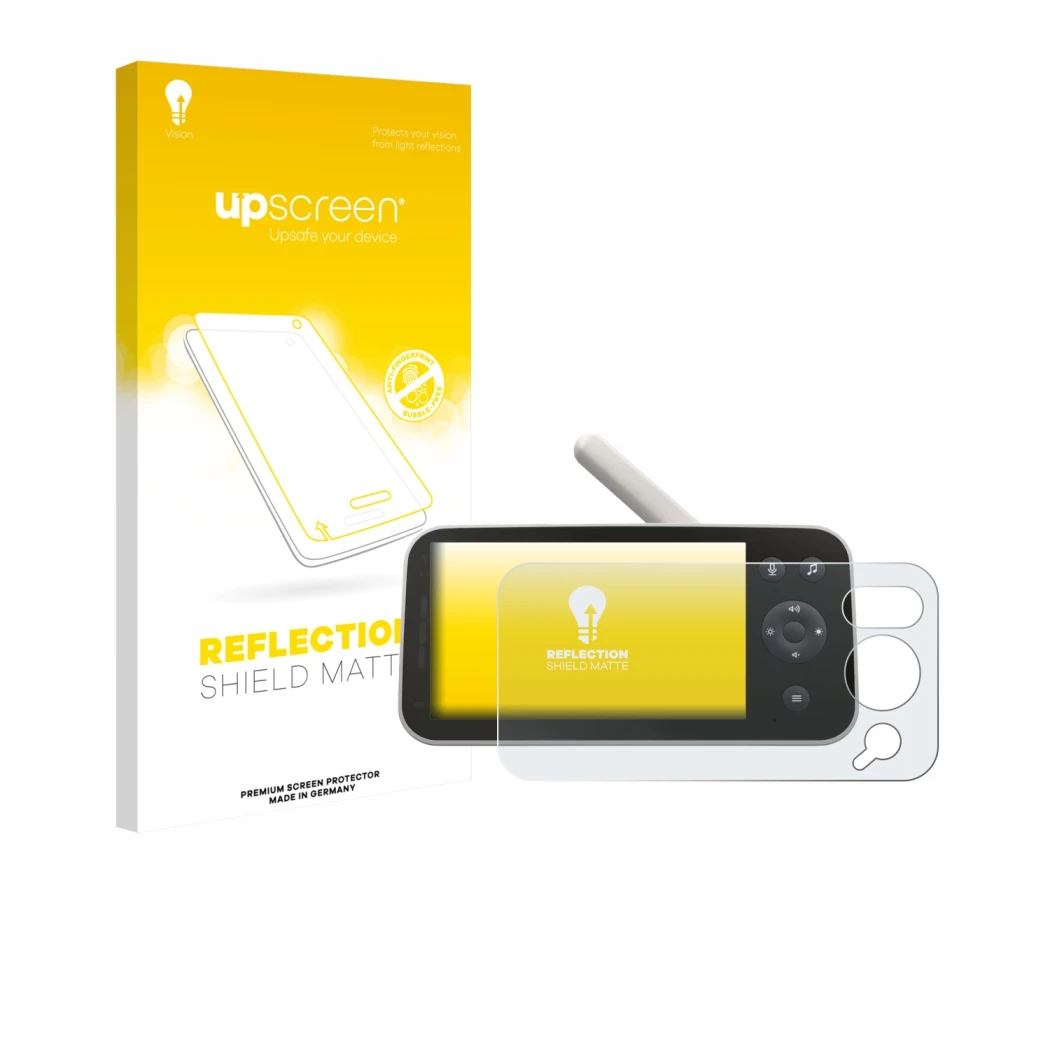Parte frontale di una confezione del prodotto con il logo del marchio upscreen. Accanto è raffigurato il dispositivo Philips A
