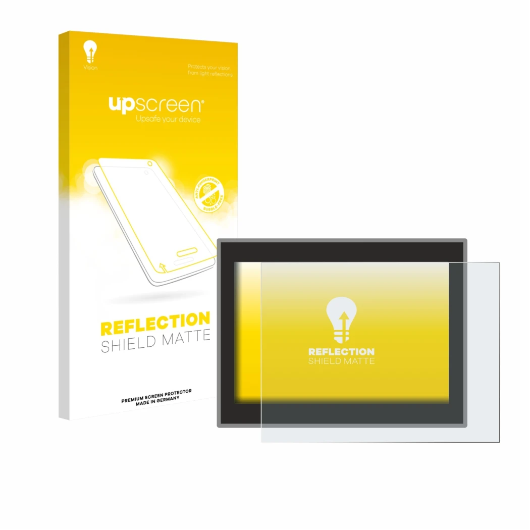 Parte frontale di una confezione del prodotto con il logo del marchio upscreen. Accanto è raffigurato il dispositivo Jeep Comp
