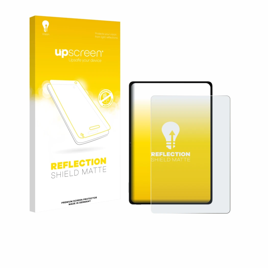 Parte frontale di una confezione del prodotto con il logo del marchio upscreen. Accanto è raffigurato il dispositivo Honor Pad