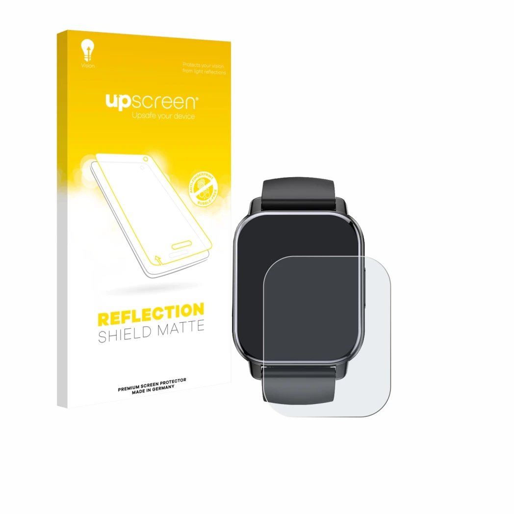 Parte frontale di una confezione del prodotto con il logo del marchio upscreen. Accanto è raffigurato il dispositivo Poounur T