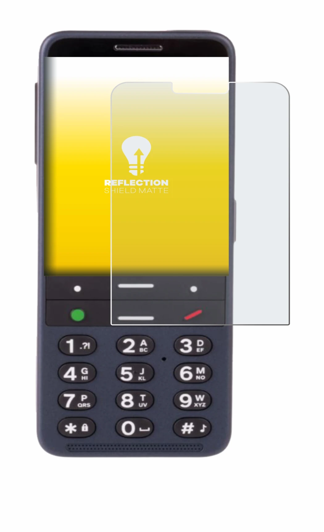 Immagine del dispositivo BlindShell Classic 3 con un'ampia varietà di protezioni per lo schermo.