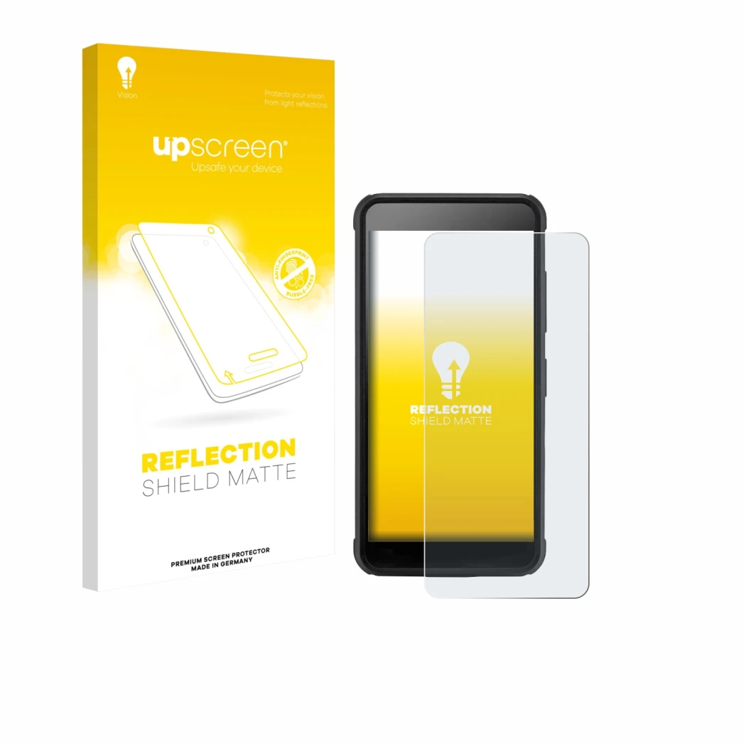 Parte frontale di una confezione del prodotto con il logo del marchio upscreen. Accanto è raffigurato il dispositivo SkyCaddie