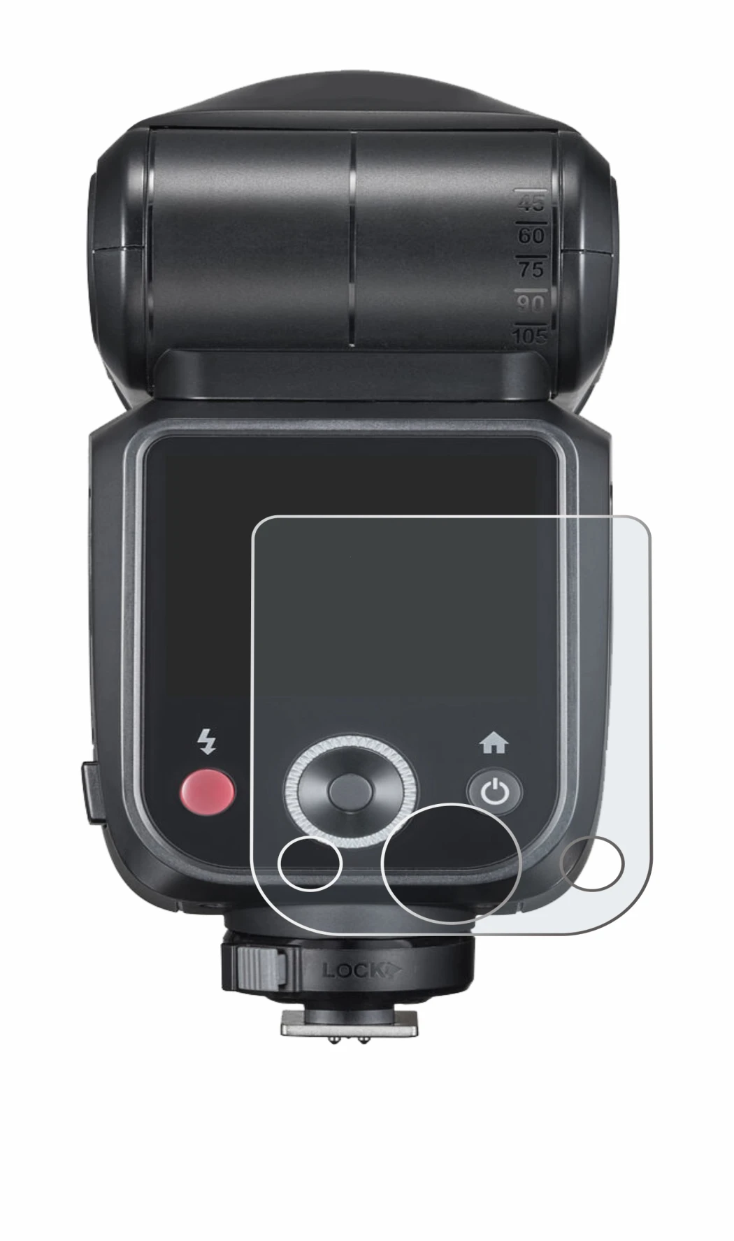 Immagine del dispositivo Godox V100 con un'ampia varietà di protezioni per lo schermo.
