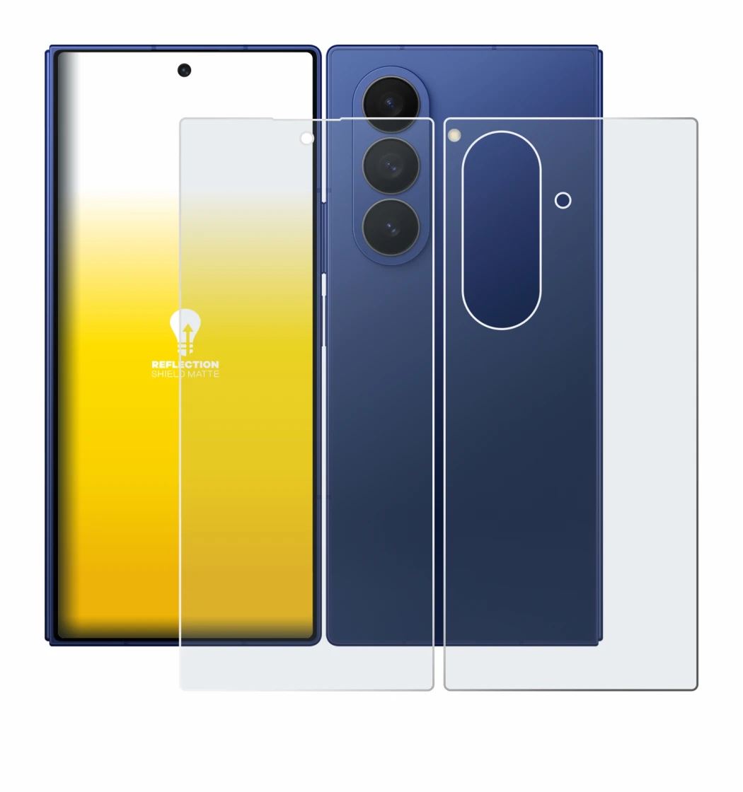 Immagine del dispositivo Samsung Galaxy Z Fold 7 (Fronte+Retro) con un'ampia varietà di protezioni per lo schermo.